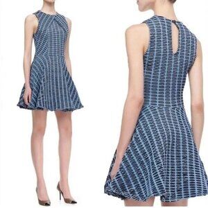 Opening Ceremony fit & flare blue textured mini dress size L